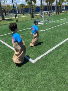 2 kids sack race