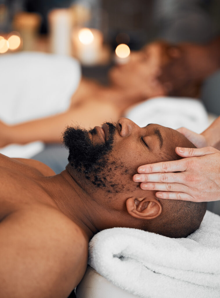 black man massage and relax being peaceful focus 2022 12 22 19 32 08 utc