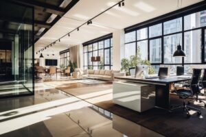 Modern Office Interior with Open Floor Plan scaled 1